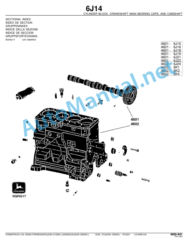 John Deere PowerTech 4.5 L - 4045 OEM Engines Parts Catalog PC2521 March 04, Revised 4 John Deere PowerTech 4.5 L - 4045 OEM Engines Parts Catalog PC2521 March 04, Revised - Image 4