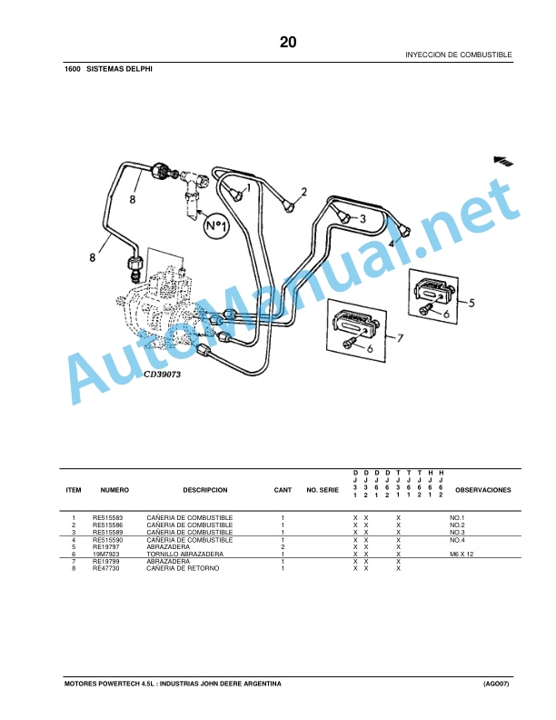 John Deere PowerTech 4.5 L - Motores 4045 OEM Parts Catalog May 10, Revised Spanish 2 John Deere PowerTech 4.5 L - Motores 4045 OEM Parts Catalog May 10, Revised Spanish-2