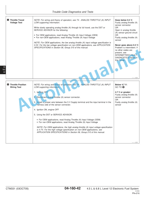 John Deere POWERTECH 4.5L and 6.8L Diesel Engines-Level 12 Electronic Fuel System with DE10 Pump Technical Manual CTM331 03OCT05 3 John Deere POWERTECH 4.5L and 6.8L Diesel Engines-Level 12 Electronic Fuel System with DE10 Pump Technical Manual CTM331 03OCT05 - Image 3