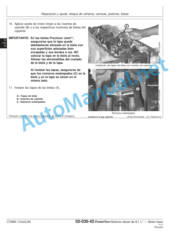 John Deere POWERTECH 8.1 L Diesel Engines - Base Engine Component Technical Manual CTM94 15-JUL-05 Spanish 3 John Deere POWERTECH 8.1 L Diesel Engines - Base Engine Component Technical Manual CTM94 15-JUL-05 Spanish - Image 3