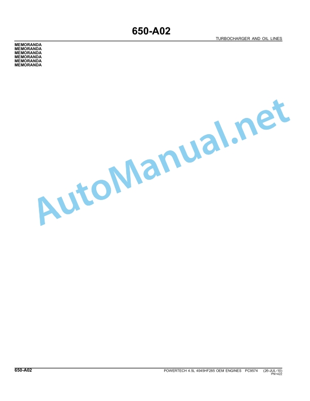 John Deere POWERTECH - E 4.5L OEM (4045 Tier 3 Engine) 4045HF285 Parts Catalog PC9574 Jul-10 4 John Deere POWERTECH - E 4.5L OEM (4045 Tier 3 Engine) 4045HF285 Parts Catalog PC9574 Jul-10 - Image 4