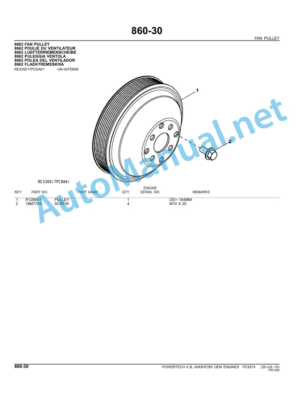 John Deere POWERTECH - E 4.5L OEM (4045 Tier 3 Engine) 4045HF285 Parts Catalog PC9574 Jul-10 5 John Deere POWERTECH - E 4.5L OEM (4045 Tier 3 Engine) 4045HF285 Parts Catalog PC9574 Jul-10 - Image 5