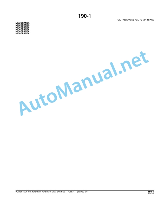 John Deere POWERTECH - E 4.5L OEM (4045 TIER 3 ENGINE) Parts Catalog PC9574 Dec-07 2 John Deere POWERTECH - E 4.5L OEM (4045 TIER 3 ENGINE) Parts Catalog PC9574 Dec-07 - Image 2