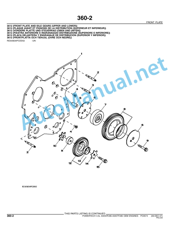 John Deere POWERTECH - E 4.5L OEM (4045 TIER 3 ENGINE) Parts Catalog PC9574 Dec-07 3 John Deere POWERTECH - E 4.5L OEM (4045 TIER 3 ENGINE) Parts Catalog PC9574 Dec-07 - Image 3