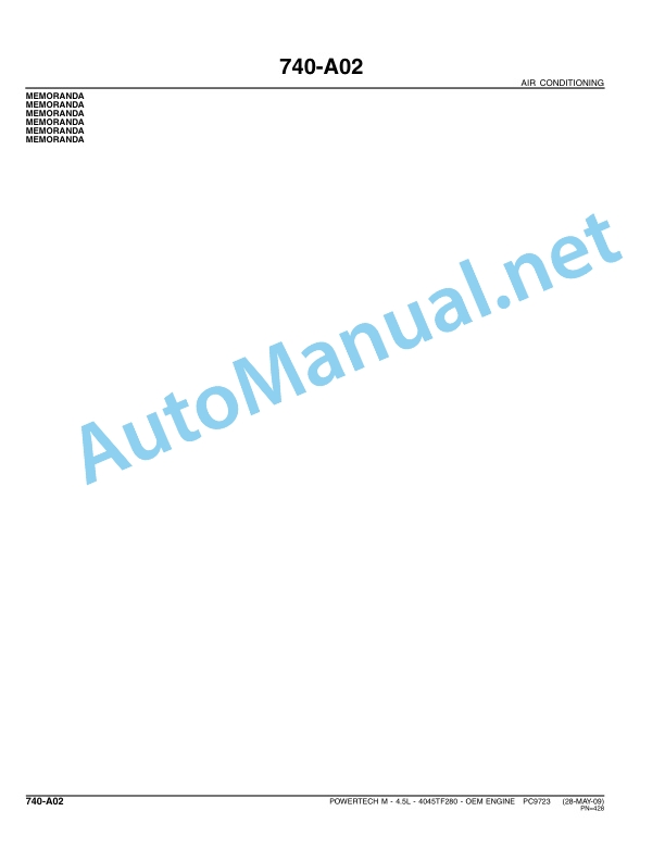John Deere POWERTECH - M 4.5L OEM Engine (4045TF280) Parts Catalog PC9723 May-09-5