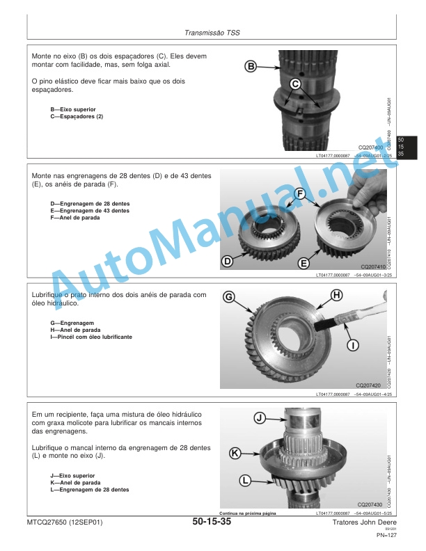 Alternative view of John Deere Tractors 5403, 5600 and 5700 TECHNICAL MANUAL MTCQ27650 12SEP01 Portuguese