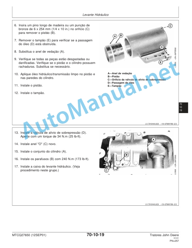 John Deere Tractors 5403, 5600 and 5700 TECHNICAL MANUAL MTCQ27650 12SEP01 Portuguese 3 John Deere Tractors 5403, 5600 and 5700 TECHNICAL MANUAL MTCQ27650 12SEP01 Portuguese - Image 3