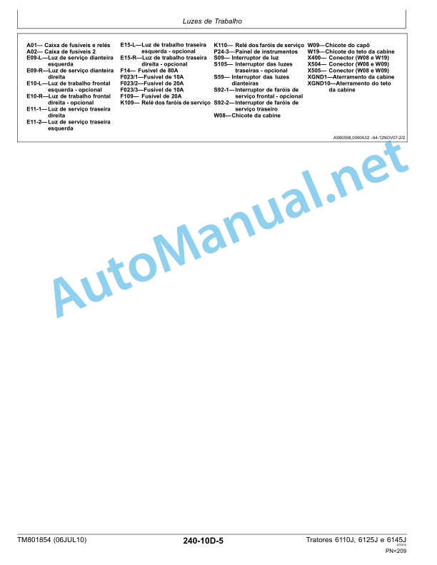 Alternative view of John Deere Tractors 6110J, 6125J and 6145J Diagnostics (Tractors 6110J, 6125J and 6145J Diagnostics) Technical Manual TM801854 06JUL10 Portuguese