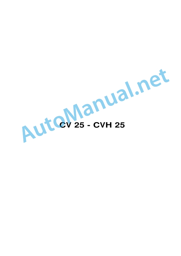Kubota CV 25 - CVH 25 Parts Manual 1 Kubota CV 25 - CVH 25 Parts Manual