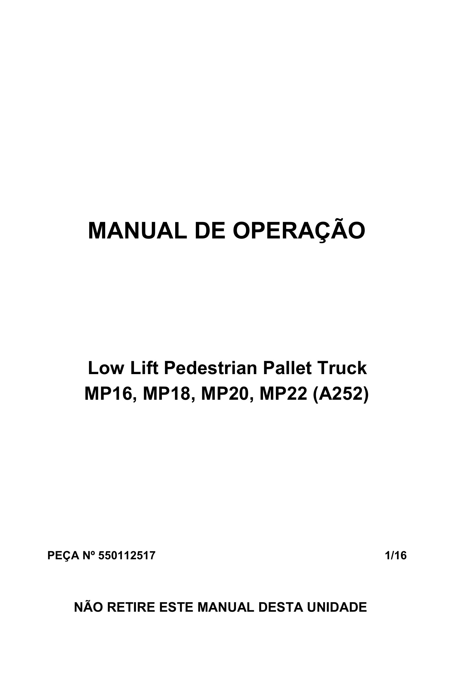 Yale A252 (MP22 - BR) Forklift Service Manual