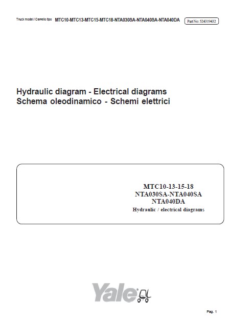 Yale A870 (MTC18 - NTA040DA) Forklift Service Manual