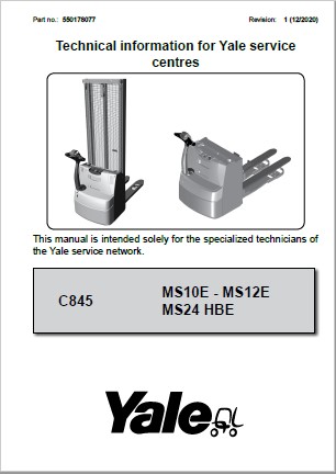 Yale C845 (MS10E - MS12E - MS24HBE) Forklift Service Manual