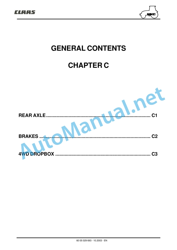 Claas Ares 566-546 Rx, Rz (A06) Tractors Repair Manual EN 13 Claas Ares 566-546 Rx, Rz (A06) Tractors Repair Manual EN - Image 13