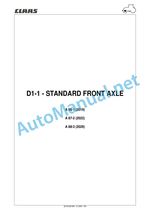 Claas Ares 566-546 Rx, Rz (A06) Tractors Repair Manual EN 19 Claas Ares 566-546 Rx, Rz (A06) Tractors Repair Manual EN - Image 19