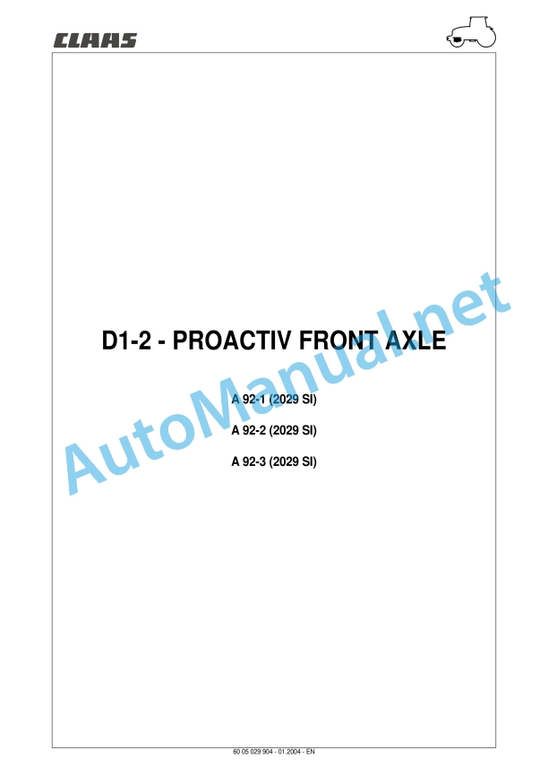 Claas Ares 566-546 Rx, Rz (A06) Tractors Repair Manual EN 20 Claas Ares 566-546 Rx, Rz (A06) Tractors Repair Manual EN - Image 20