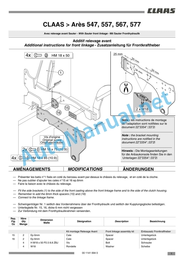 Claas Ares 577-547 Atz, Atx (A05) Tractors Assembly Instruction EN 26 Claas Ares 577-547 Atz, Atx (A05) Tractors Assembly Instruction EN - Image 26