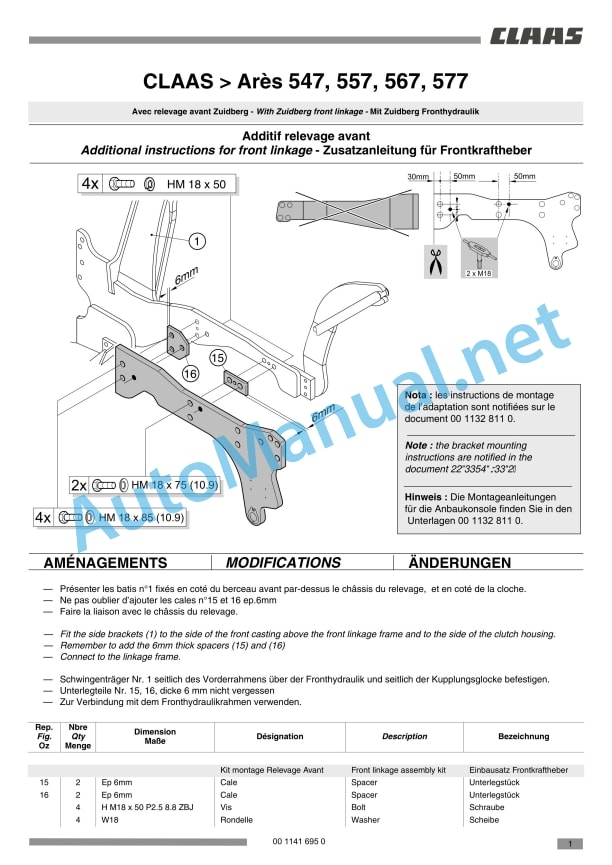 Claas Ares 577-547 Atz, Atx (A05) Tractors Assembly Instruction EN 27 Claas Ares 577-547 Atz, Atx (A05) Tractors Assembly Instruction EN - Image 27