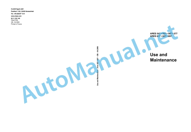 Claas Ares 577-547 Atz, Atx (A05) Tractors Operator Manual EN 6 Claas Ares 577-547 Atz, Atx (A05) Tractors Operator Manual EN - Image 6