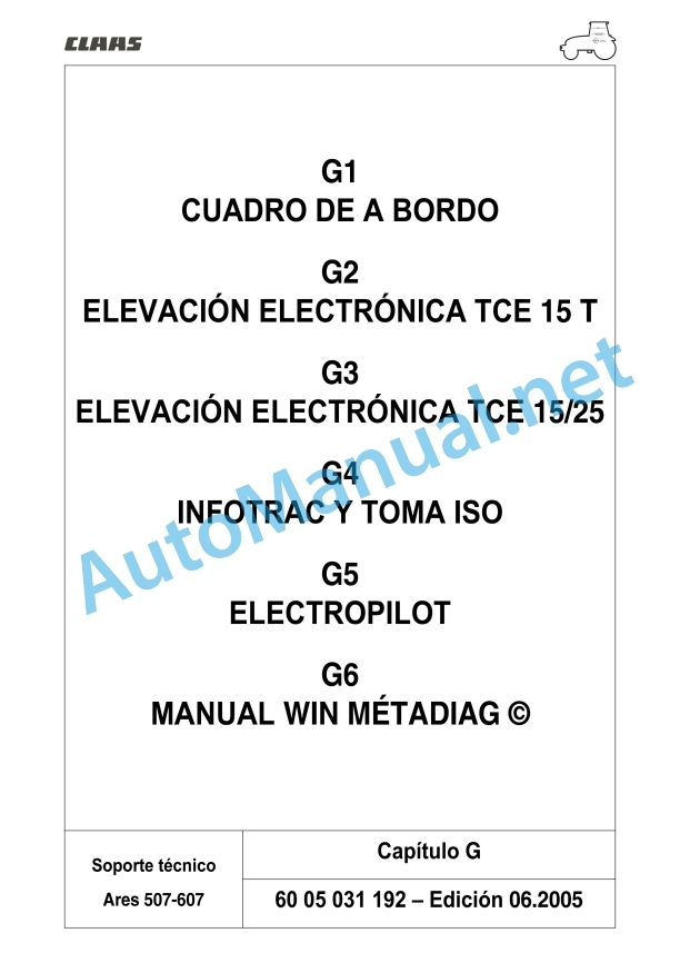 Claas Ares 577-547 Atz, Atx (A05) Tractors Repair Manual ES 15 Claas Ares 577-547 Atz, Atx (A05) Tractors Repair Manual ES - Image 15