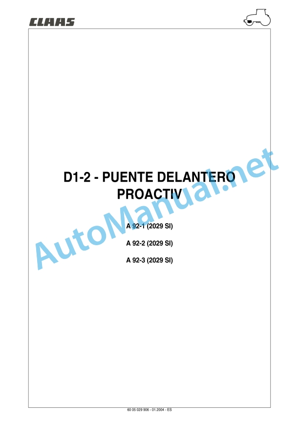Claas Ares 696-616 Rz, Rc, Rx (A04) Tractors Repair Manual ES 39 Claas Ares 696-616 Rz, Rc, Rx (A04) Tractors Repair Manual ES - Image 39