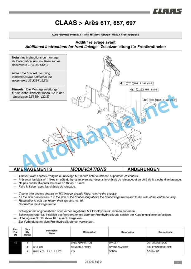 Claas Ares 697-617 Atz (A03) Tractors Assembly Instruction EN 26 Claas Ares 697-617 Atz (A03) Tractors Assembly Instruction EN - Image 26