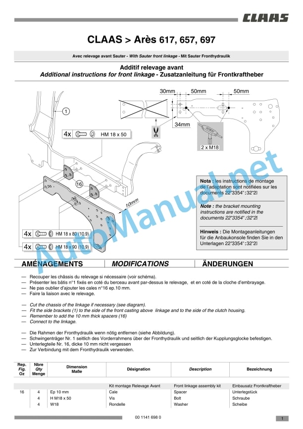 Claas Ares 697-617 Atz (A03) Tractors Assembly Instruction EN 27 Claas Ares 697-617 Atz (A03) Tractors Assembly Instruction EN - Image 27