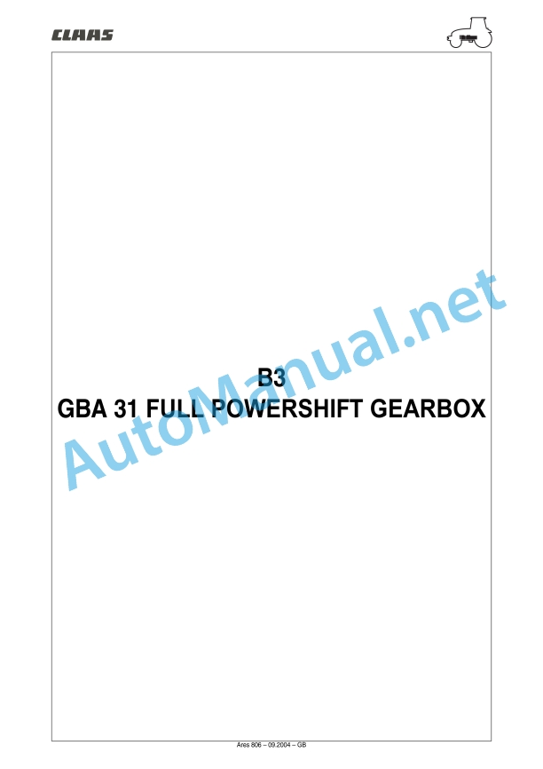 Claas Ares 836-816 Rz (A02) Tractors Repair Manual EN 17 Claas Ares 836-816 Rz (A02) Tractors Repair Manual EN - Image 17