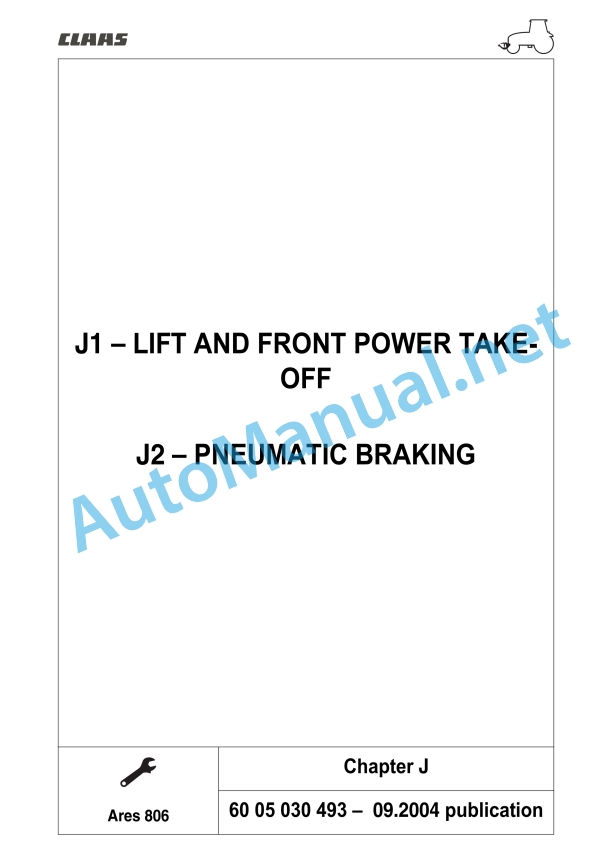 Alternative view of Claas Ares 836-816 Rz (A02) Tractors Repair Manual EN