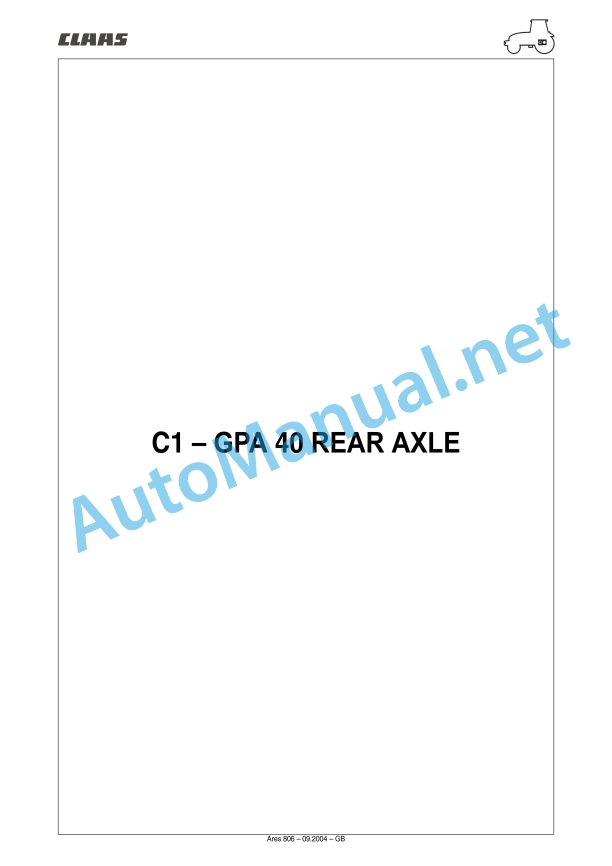 Claas Ares 836-816 Rz (A02) Tractors Repair Manual EN 22 Claas Ares 836-816 Rz (A02) Tractors Repair Manual EN - Image 22