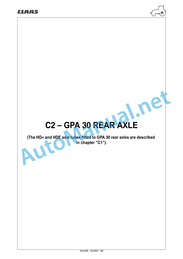 Claas Ares 836-816 Rz (A02) Tractors Repair Manual EN 37 Claas Ares 836-816 Rz (A02) Tractors Repair Manual EN - Image 37