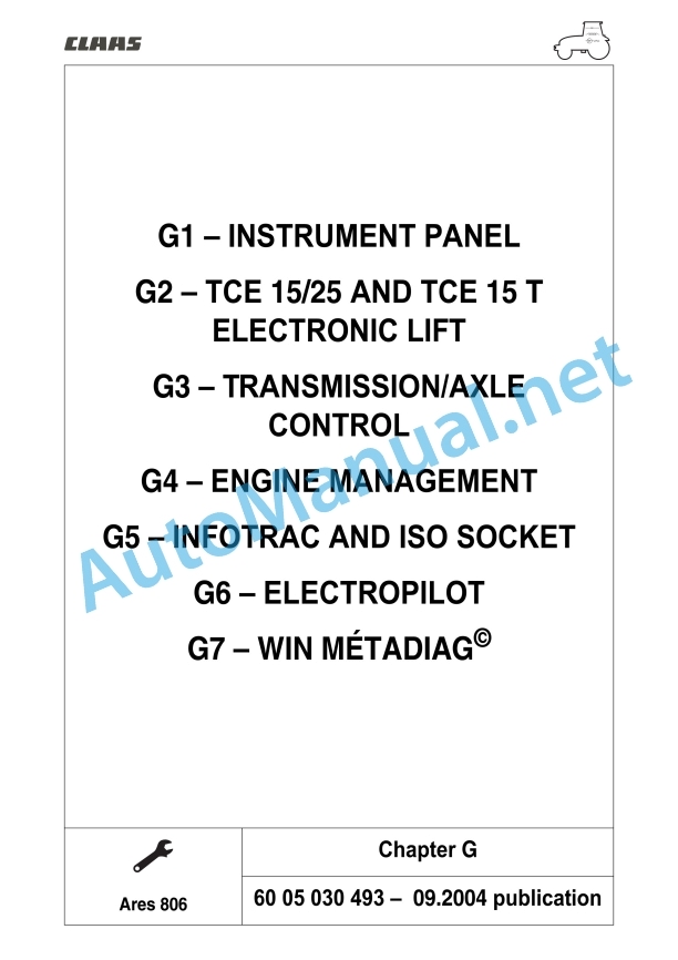 Claas Ares 836-816 Rz (A02) Tractors Repair Manual EN 9 Claas Ares 836-816 Rz (A02) Tractors Repair Manual EN - Image 9