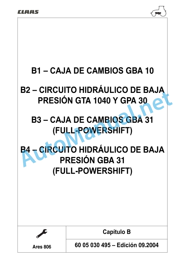 Claas Ares 836-816 Rz (A02) Tractors Repair Manual ES 13 Claas Ares 836-816 Rz (A02) Tractors Repair Manual ES - Image 13