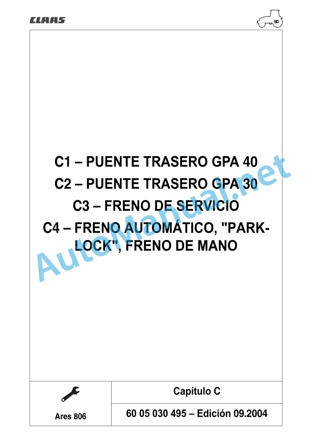 Alternative view of Claas Ares 836-816 Rz (A02) Tractors Repair Manual ES