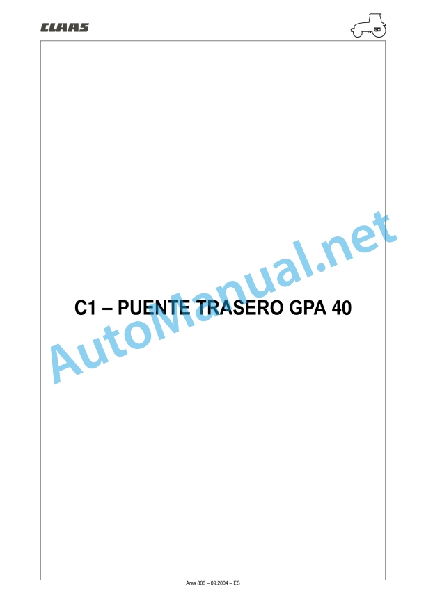 Claas Ares 836-816 Rz (A02) Tractors Repair Manual ES 21 Claas Ares 836-816 Rz (A02) Tractors Repair Manual ES - Image 21