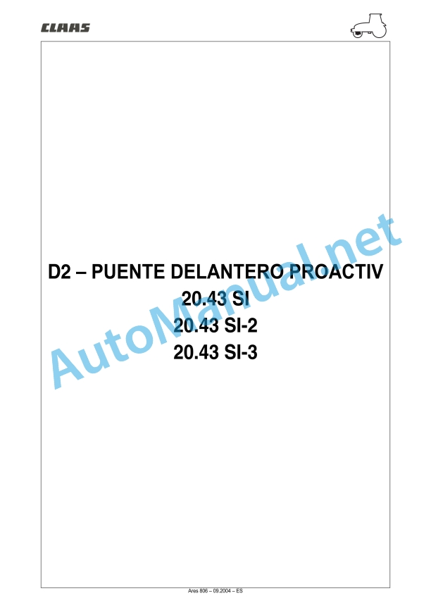 Claas Ares 836-816 Rz (A02) Tractors Repair Manual ES 22 Claas Ares 836-816 Rz (A02) Tractors Repair Manual ES - Image 22
