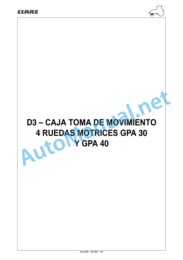 Claas Ares 836-816 Rz (A02) Tractors Repair Manual ES 28 Claas Ares 836-816 Rz (A02) Tractors Repair Manual ES - Image 28