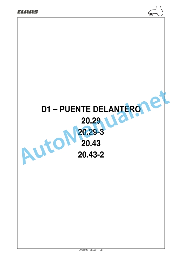 Claas Ares 836-816 Rz (A02) Tractors Repair Manual ES 34 Claas Ares 836-816 Rz (A02) Tractors Repair Manual ES - Image 34