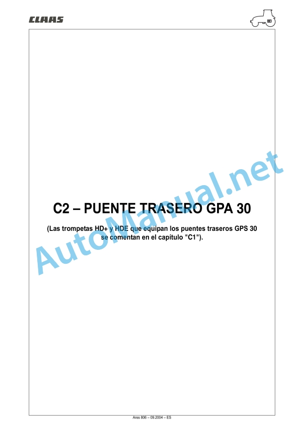 Claas Ares 836-816 Rz (A02) Tractors Repair Manual ES 38 Claas Ares 836-816 Rz (A02) Tractors Repair Manual ES - Image 38