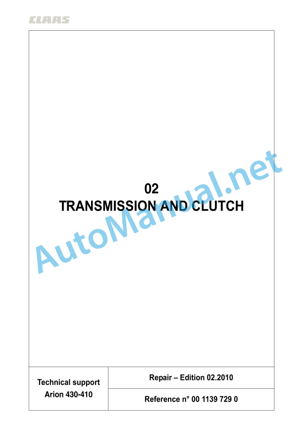 Claas Arion 430-410 (A21) Tractors Repair Manual EN 11 Claas Arion 430-410 (A21) Tractors Repair Manual EN - Image 11