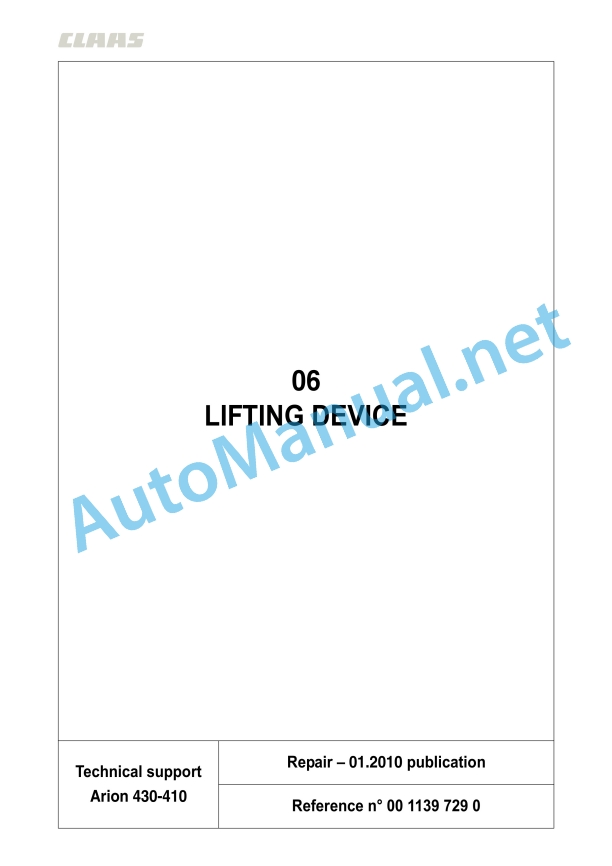 Claas Arion 430-410 (A21) Tractors Repair Manual EN 18 Claas Arion 430-410 (A21) Tractors Repair Manual EN - Image 18