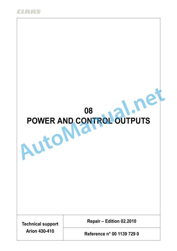 Claas Arion 430-410 (A21) Tractors Repair Manual EN 20 Claas Arion 430-410 (A21) Tractors Repair Manual EN - Image 20