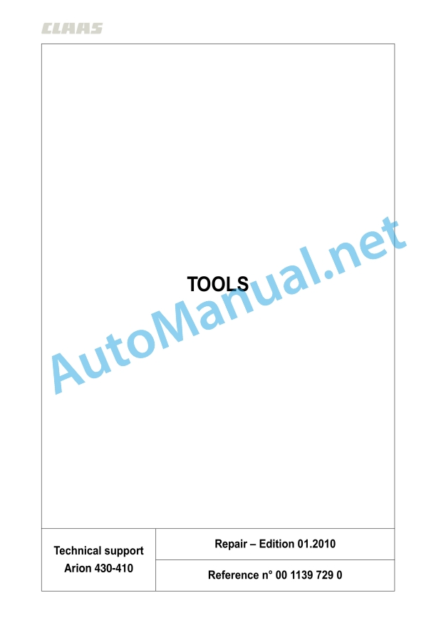 Claas Arion 430-410 (A21) Tractors Repair Manual EN 7 Claas Arion 430-410 (A21) Tractors Repair Manual EN - Image 7