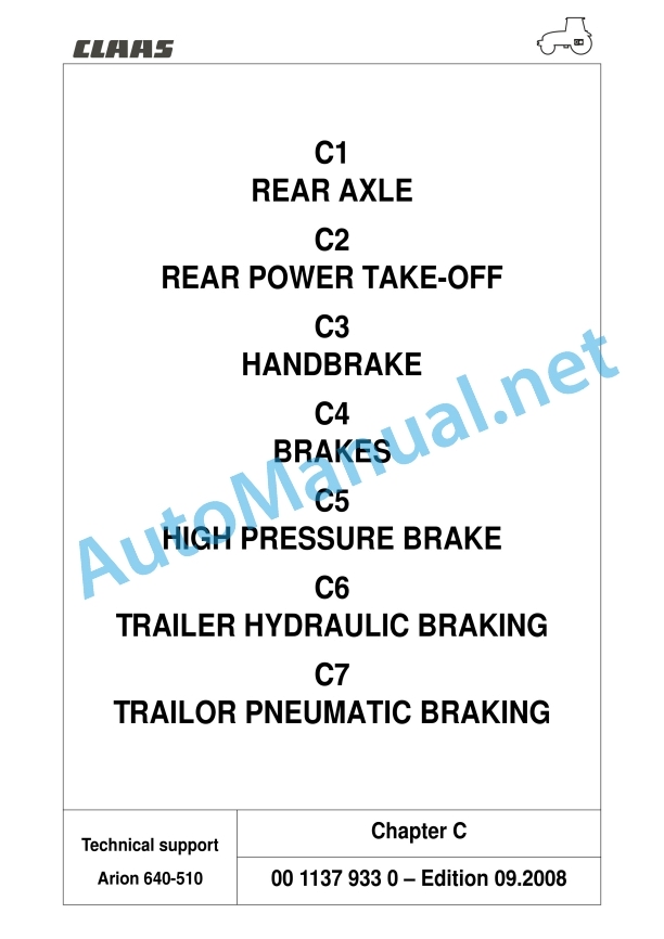 Claas Arion 540-510 (A18) Tractors Repair Manual EN 8 Claas Arion 540-510 (A18) Tractors Repair Manual EN - Image 8