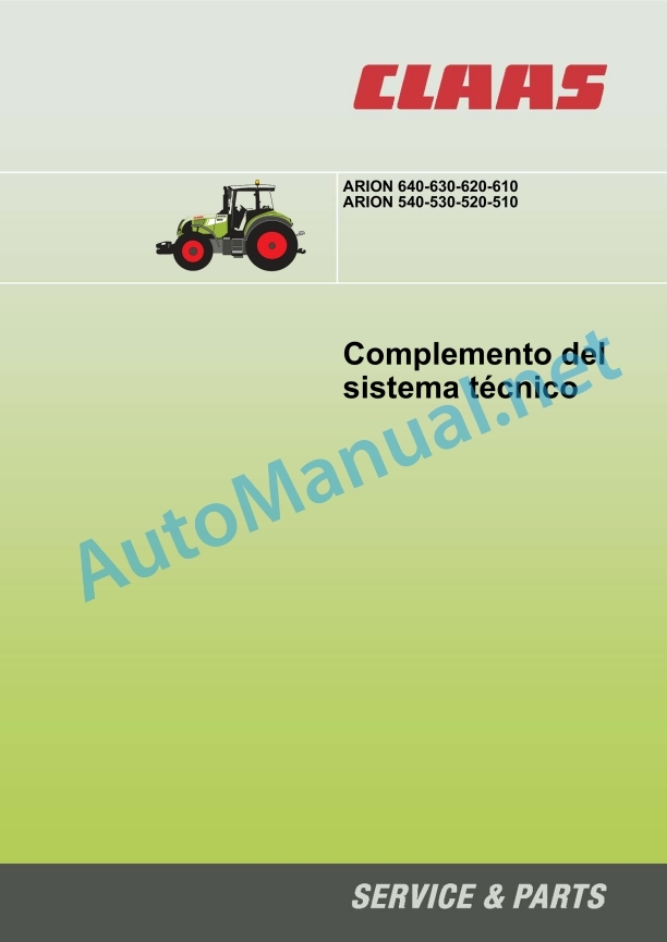 Alternative view of Claas Arion 540-510 (A18) Tractors Technical System ES