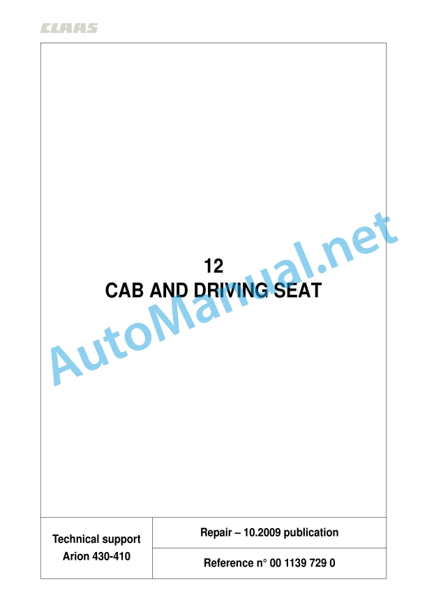Claas Arion 550-510 Stage V (A94) Tractors Repair Manual EN 16 Claas Arion 550-510 Stage V (A94) Tractors Repair Manual EN - Image 16