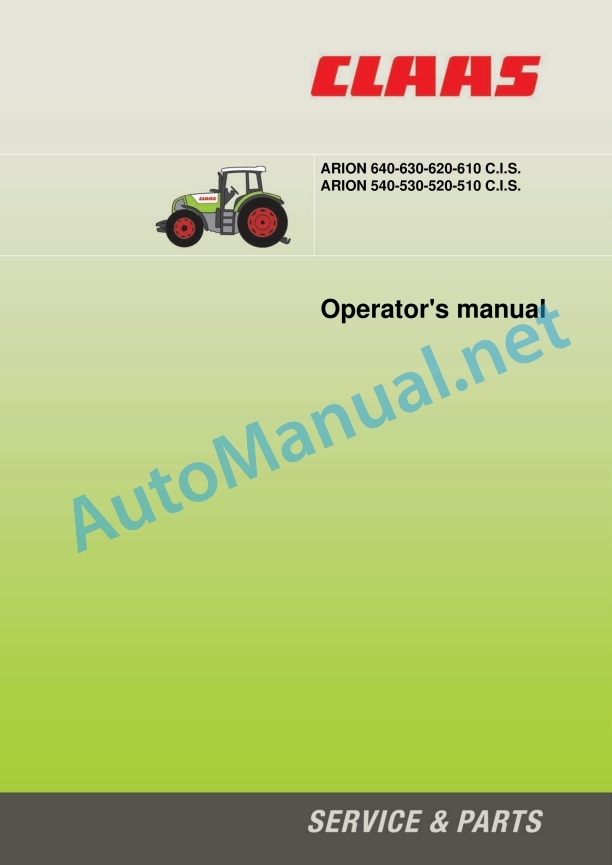 Claas Arion 640 630 620 610 600 (A19) Tractors Operator Manual EN 8 Claas Arion 640 630 620 610 600 (A19) Tractors Operator Manual EN - Image 8