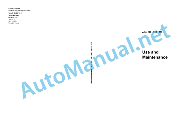 Claas Atles 946-926 Rz (A01) Tractors Operator Manual EN 5 Claas Atles 946-926 Rz (A01) Tractors Operator Manual EN - Image 5