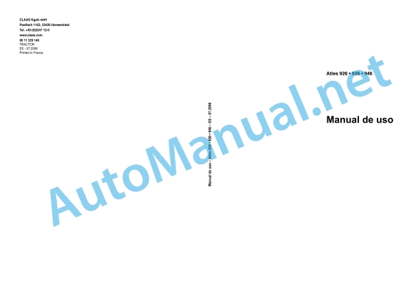 Alternative view of Claas Atles 946-926 Rz (A01) Tractors Operator Manual ES