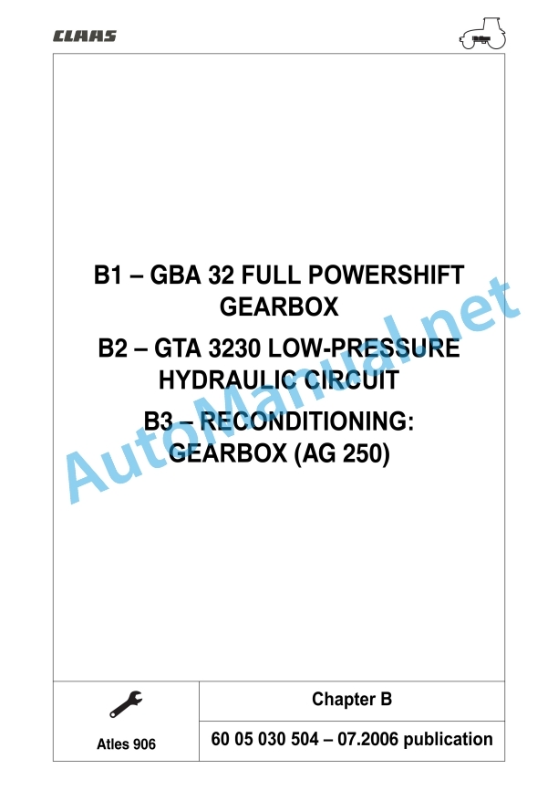 Claas Atles 946-926 Rz (A01) Tractors Repair Manual EN 12 Claas Atles 946-926 Rz (A01) Tractors Repair Manual EN - Image 12