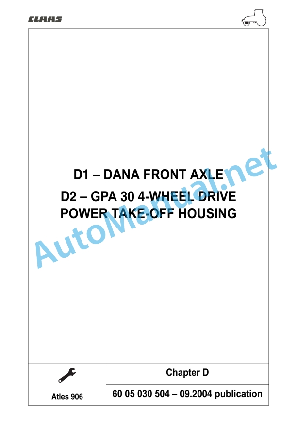 Claas Atles 946-926 Rz (A01) Tractors Repair Manual EN 5 Claas Atles 946-926 Rz (A01) Tractors Repair Manual EN - Image 5